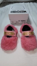 Moschino BABY LOGO LETTERING SOFT FABRIC MARY JANE BALLET FLATS Size 3.5 US