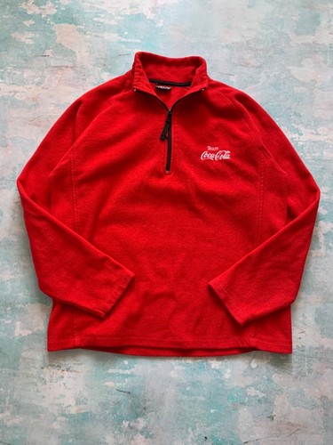 Vintage Coca Cola Fleece Zip Jacket Red Mens size M Embroidered Logo - Picture 7 of 13
