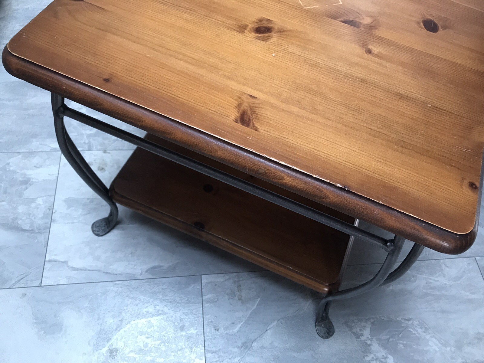 Ducal Pine Coffee/Lamp Table Winchester Gun Metal Frame And