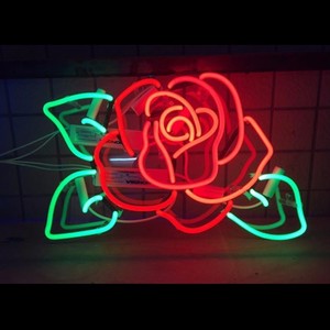 neon rose sign light flower bar acrylic artwork signs decor beer handcraft wall hand glass pub