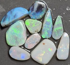 Australian Lightning Ridge opal preform rub parcel 9.75 cts green blue pink 10pc