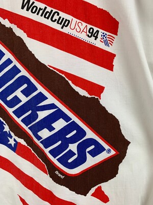 World Cup USA 94 Snickers Vintage 90s T Shirt Men White sz L | eBay