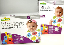 2 Boxes - bibsters DISPOSABLE BIBS for 0-6 mos - 20 Quilted Bibs x2 