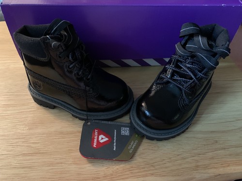 Timberland. Toddler Kids PrimaLoft 200g Waterproof Black Leather Boots. Sz 4.NWT - Picture 4 of 10