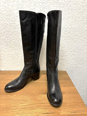 Schöne italienische Damen Stiefel Leder schwarz NEU Gr 39 VERO CUOIO  dehnbar