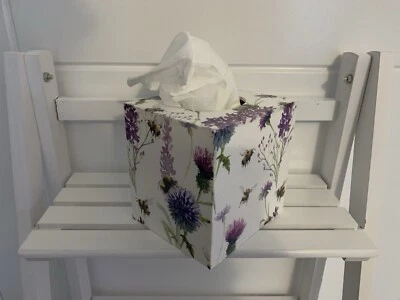 Thistle and bee tissue Box Cover Holder wooden handmade decoupaged - Image 1 of 3