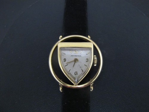 JUVENIA Gold Filled SPACE AGE Clear Round 17 Jewel Wrist Watch - Picture 2 of 10