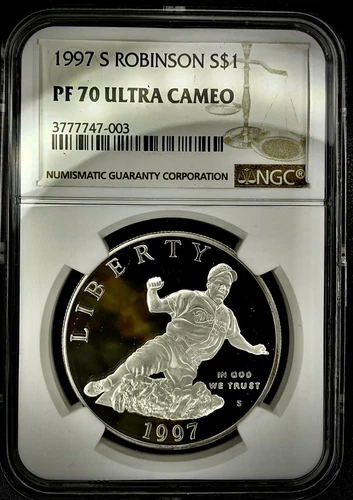 1997 S $1 Jackie Robinson Commemorative Silver Dollar NGC PF70 Ultra Cameo
