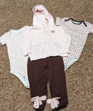 Carter's Infant Girl's  - (Hooded Jacket Two Body Suits & 1 Pants Set)  size 9 M