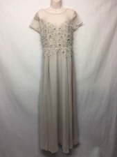 ASOS Chiffon Confetti Overlay STUNNING Light Gray Maxi Dress Size 8        P2