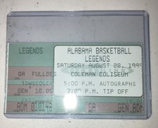 1999 Alabama Basketball Legends Game Ticket Stub.