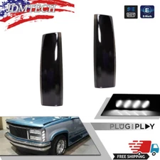 Smoke Lens White Front Side Marker Corner Lights For 88-93 GMC K1500 K2500 K3500