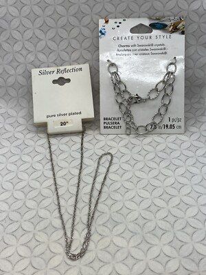 Silver Reflection Silver Plated 20'' Chain Necklace Cousin DIY Charm Bracelet