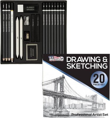 20 Piece Professional Hi-Quality Artist Sketch Set in Hard Storage Case - Sketch