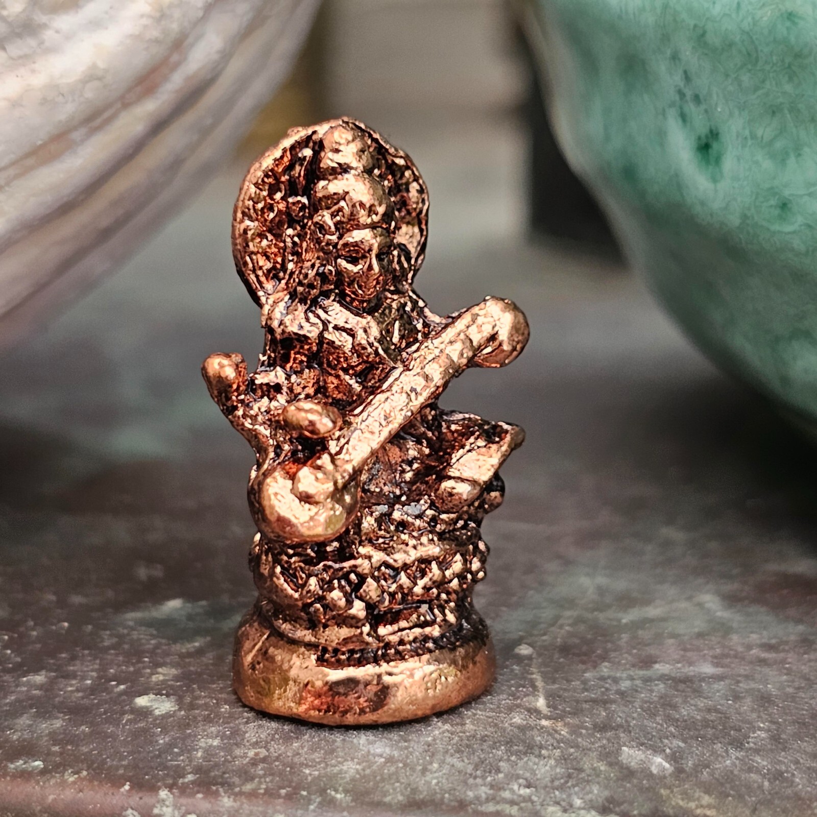 Saraswati Mini Statue Hindu Dashboard Statues Murti Goddess Gift Religion