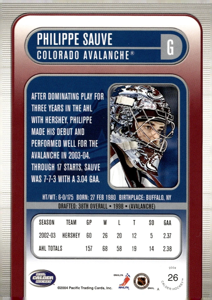 Philippe Sauve - Signed 2003-04 Pacific Calder Hockey Card #26 - Image 2 of 2