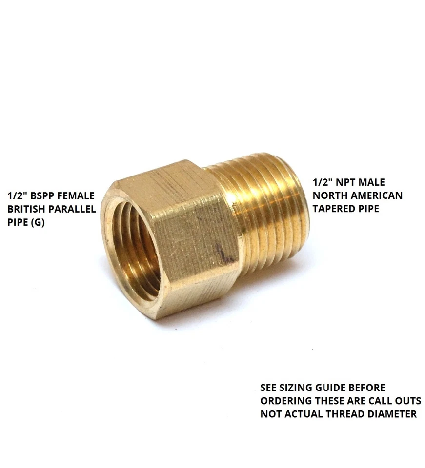 1/2" Bspp (G) Female British to 1/2" Npt Male American 8037-08-08 Adapter - Image 2 of 4