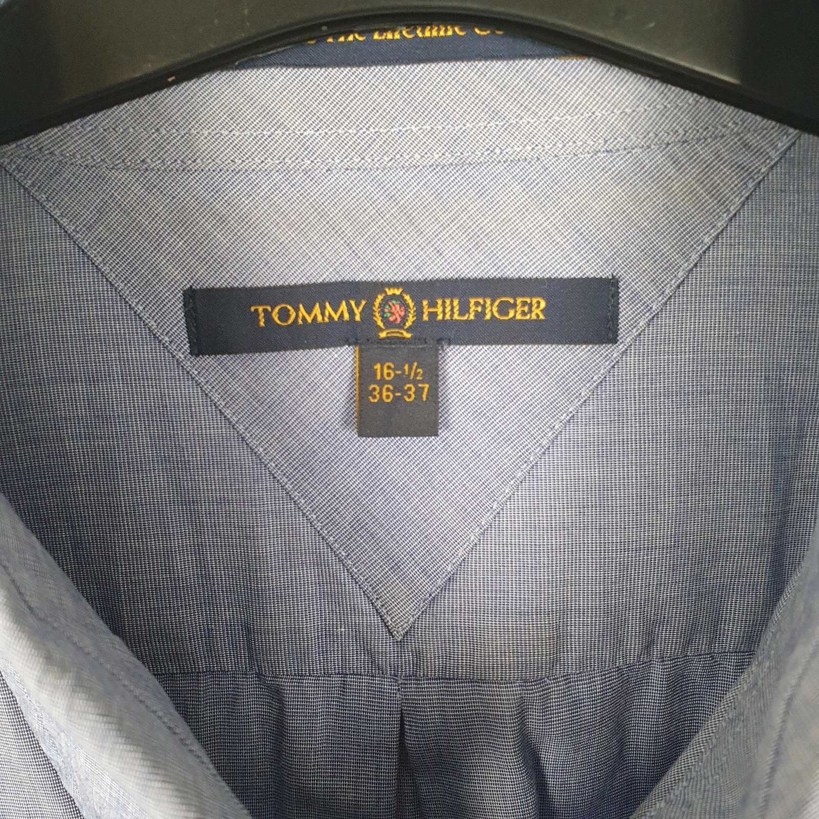 TOMMY HILFIGER Blue Shirt Lifetime Collar Long Sleeve Casual Mens XL image 4