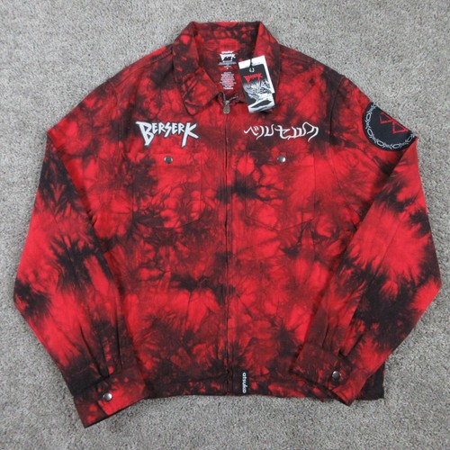Berserk Jacket Mens Medium Red Tie Dye Denim Full Zip Bomber Brand Of Sacrifice