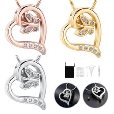 Crystal Butterfly Cremation Urn Necklace for Ashes Memorial Keepsake Pendants