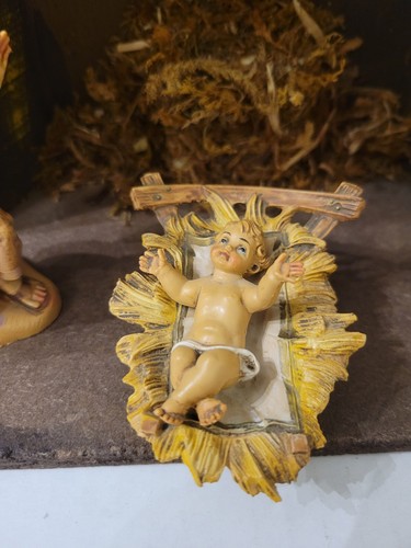 Fontanini Nativity Set Joseph Jesus Mary Wood Manger Angels Musical Silent Night - Picture 8 of 12