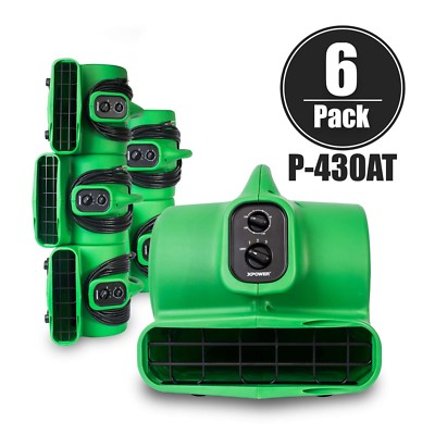 XPOWER P-430AT 1/3 HP Air Mover Carpet Dryer Blower Fan w/ Timer 6 Pack