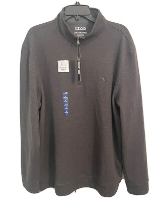 Men’s IZOD Quarter Zip Pullover, XL Soft touch Stretch Fleece Blk Heather 
