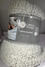 Green Orange Fleece Blanket 28"x40" - Grey