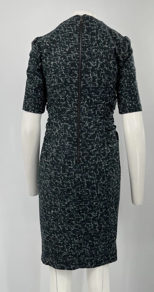 Vestido Vaina Burberry Brit Azul Estampado Abstracto Media Manga Lados Acanalados Talla 10 Foto 3 de 4