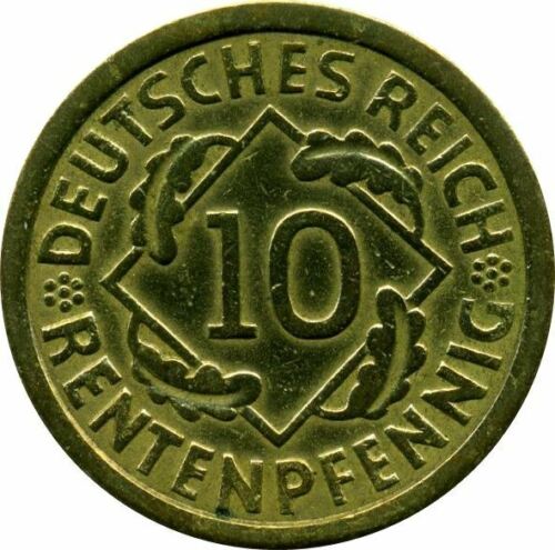 Weimar Republic 10 Rentenpfennig Coin | German Reich | KM33 | 1923 - 1925 - Picture 3 of 4