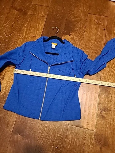 Ruby Rd Womens Size 10 Royal Blue Full Zip Jacket Woven Cotton Blend NWT - Picture 9 of 14