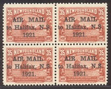 TERRANOVA #C3, b, f bloque como nuevo con certificado - 1921 35c rojo, correo aéreo
