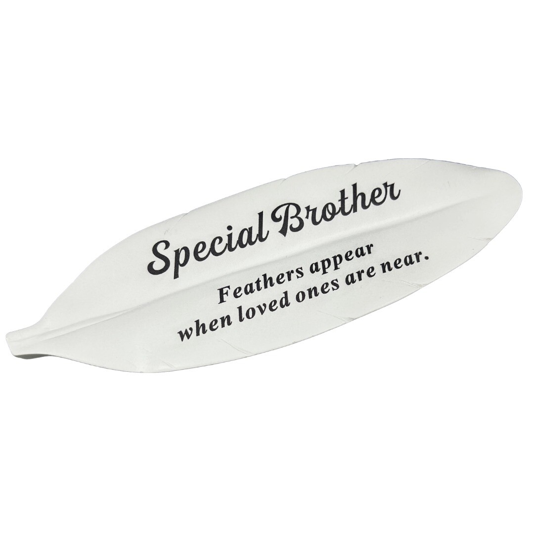 Special Brother Feather Graveside Grave Memorial Ornament Verse Plaque Feathers