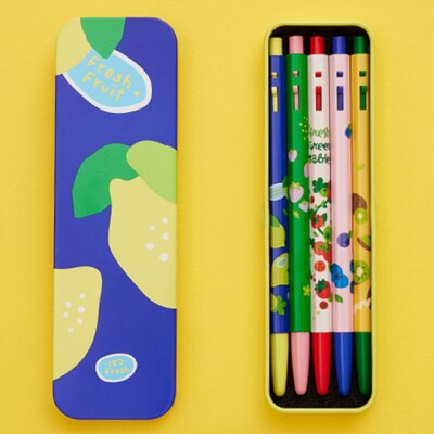 Monami 153 Fresh Fruit Edition Ballpoint Pens 5PCS Korean School Office Supply