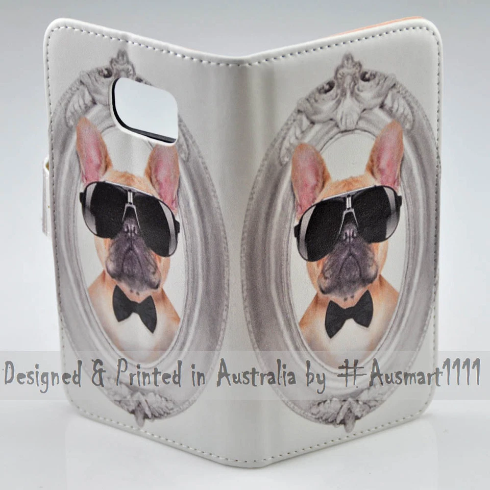 Funda tipo billetera con estampado de bulldog francés para teléfono Samsung Galaxy Note Series Foto 3 de 3