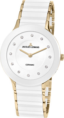 NEW JACQUES LEMANS WATCH JL DUBLIN CERAMIC STAINLESS STEEL 5ATM 1 - 1856 G 1856G