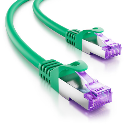 deleyCON 1m RJ45 Patchkabel mit CAT7 Rohkabel LAN DSL Netzwerkkabel S/FTP grün