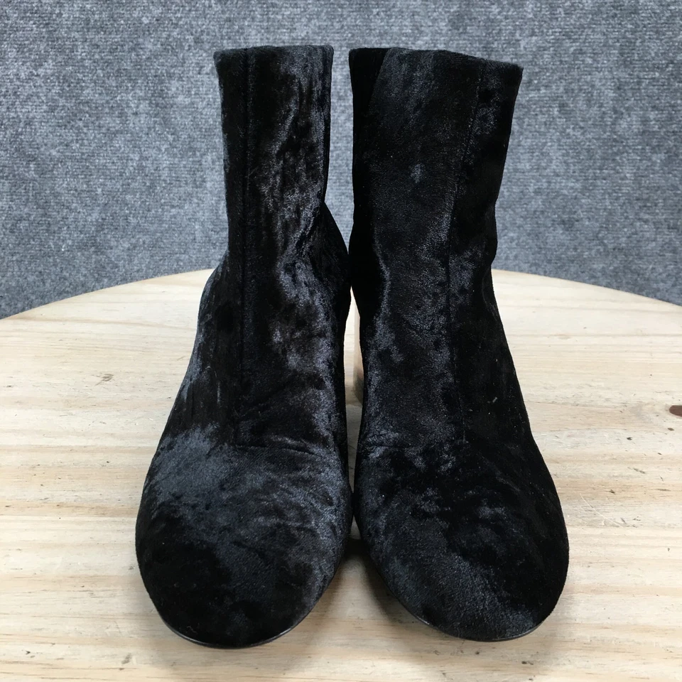 Botas Rag & Bone para mujer 37.5 Drea botines al tobillo tacón ancho cremallera terciopelo negro Foto 3 de 4