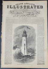 Frank Leslie's 12/29/1860 Meeting for Garibaldi NY / lighthouse Boston Harbor