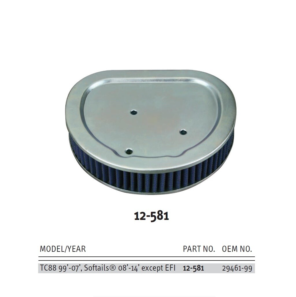 Harley Air Filter Big Twin 9913 Twin Cam Washable Repl. HD 2946199 MW