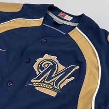 Nike Milwaukee Brewers Jersey MENS MLB Blaine Hardy #7 Button Close SIZE LARGE