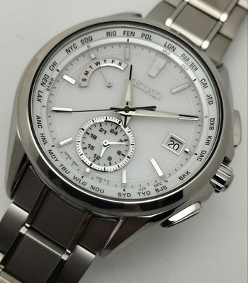 Seiko Brightz Flight Expert SAGA283 8B63 Radio Solar Titanium White Mens Japan