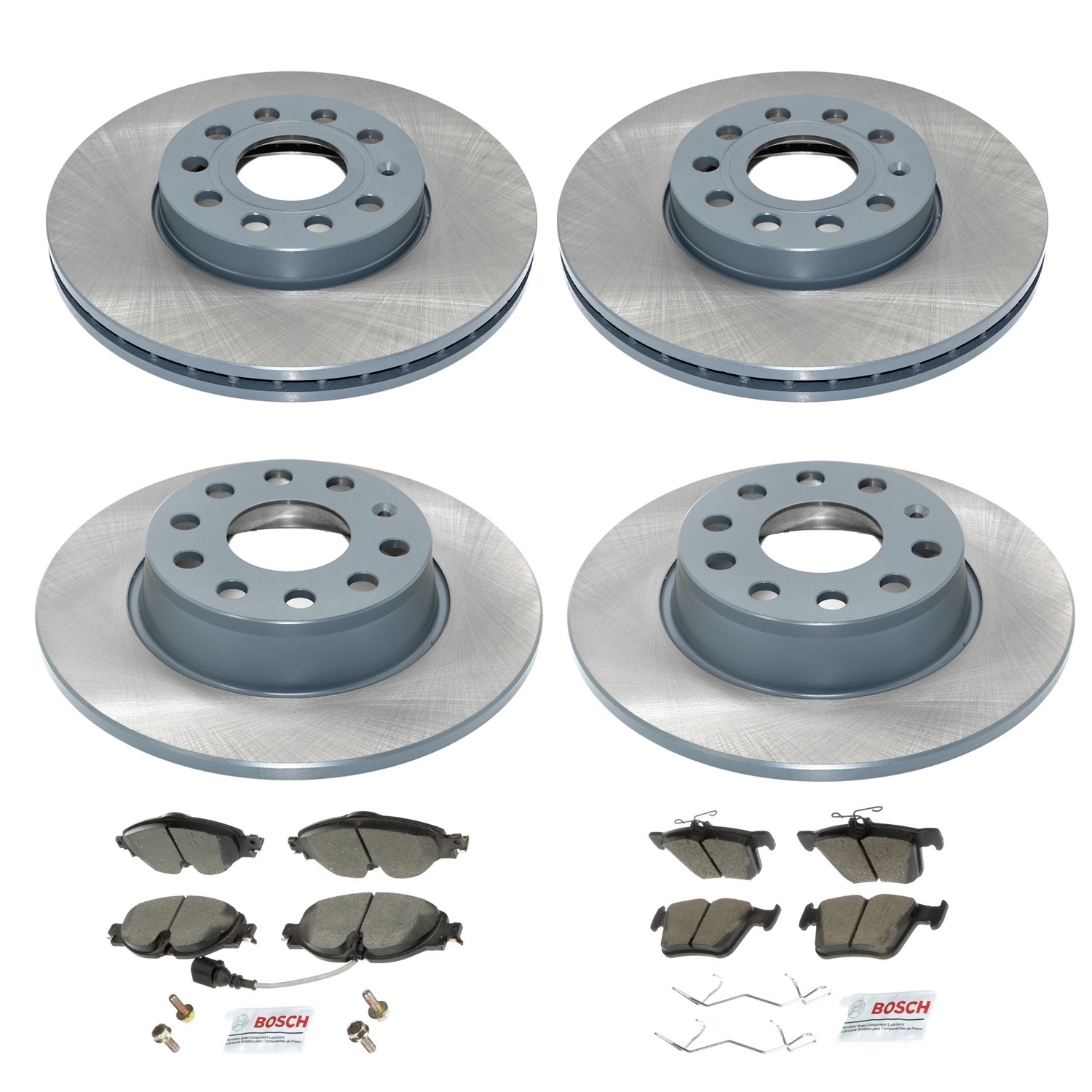 DuraGo Front Rear Rotors Bosch QuietCast Ceramic Brake Pad Kit for A3 e-Golf FWD