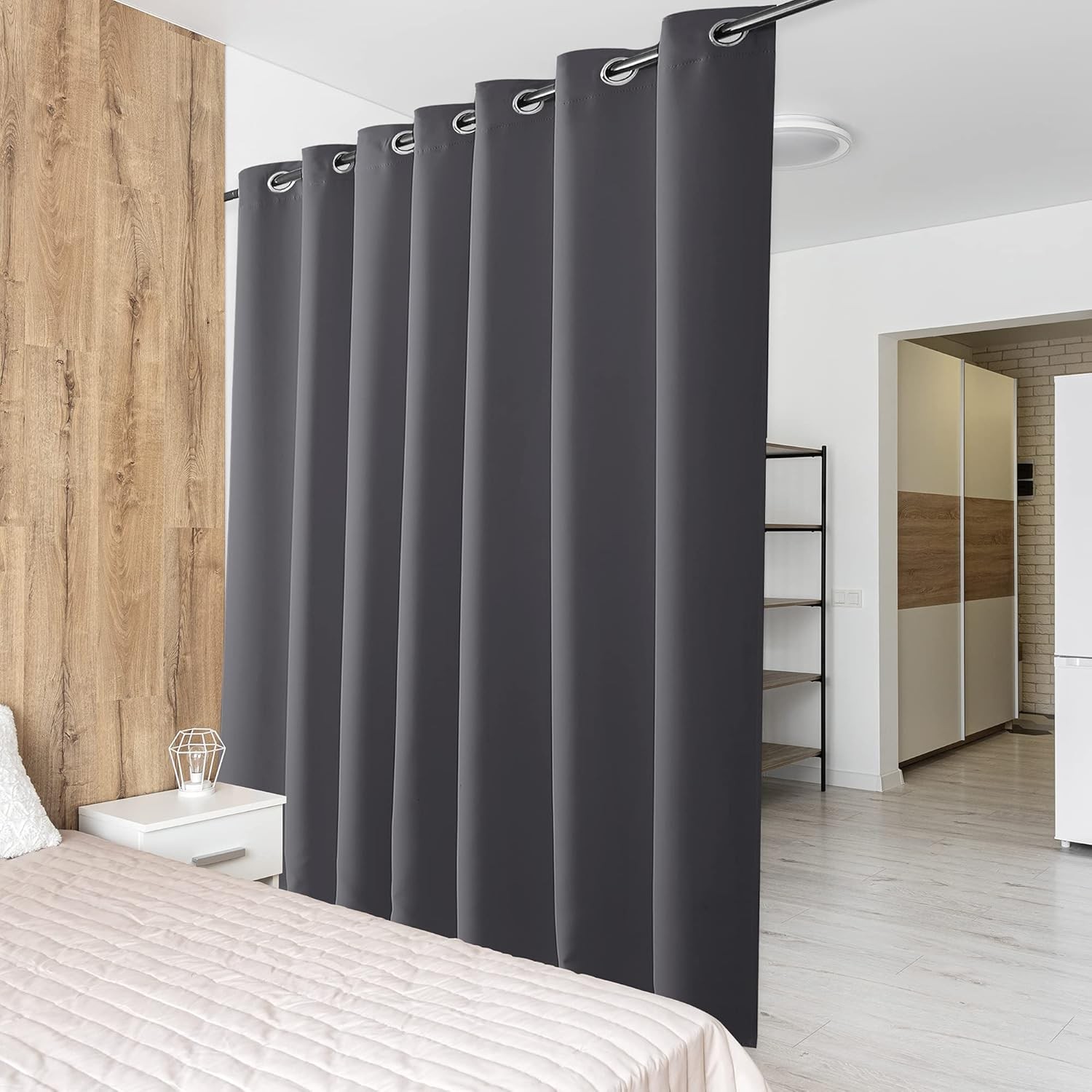 PONY DANCE Extra Wide Long Eyelet Blackout Curtain and Thermal Insulated Room D