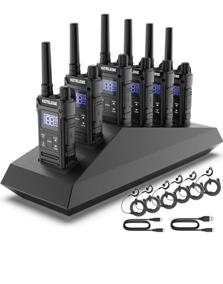 T3G Heavy Duty Walkie Talkies, IP67 Waterproof Two Way Radio with Earpiece 6 PCS