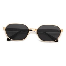Trendy Polarized Hexagon Sunglasses for Women Men, UV400 Retro Gold/Grey
