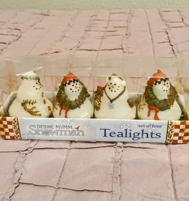 Snowman Melting Tealight Candles New in Package By Debbie Mumm Set Of 4