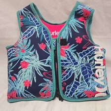 Hurley Kids Swim Vest Tropical Floral Print Blue/Teal/Red Youth 2-4 y/o