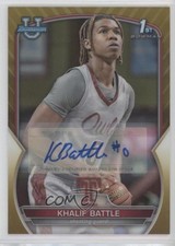 2022 Bowman U Chrome Prospect Gold Refractor 31/50 Khalif Battle #66 Auto 0y5b