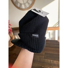 Hurley Black Visor Beanie Hat NWT Woman's Kaylin Hat